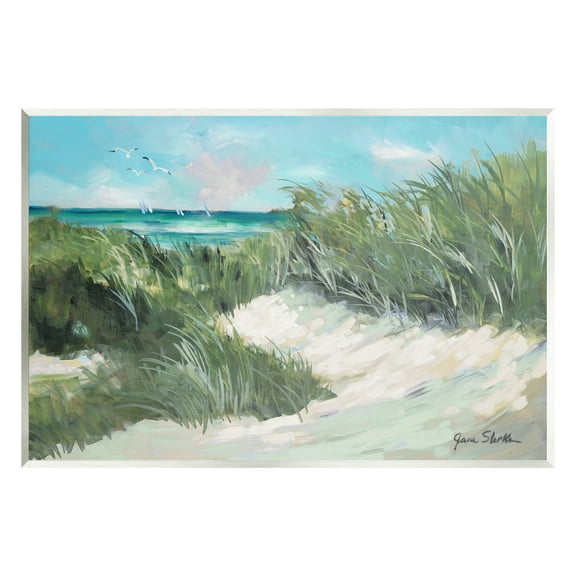 Stupell Industries Beach Grass Painting Nature Painting Unframed Art Print Wall Art, 15 x 10