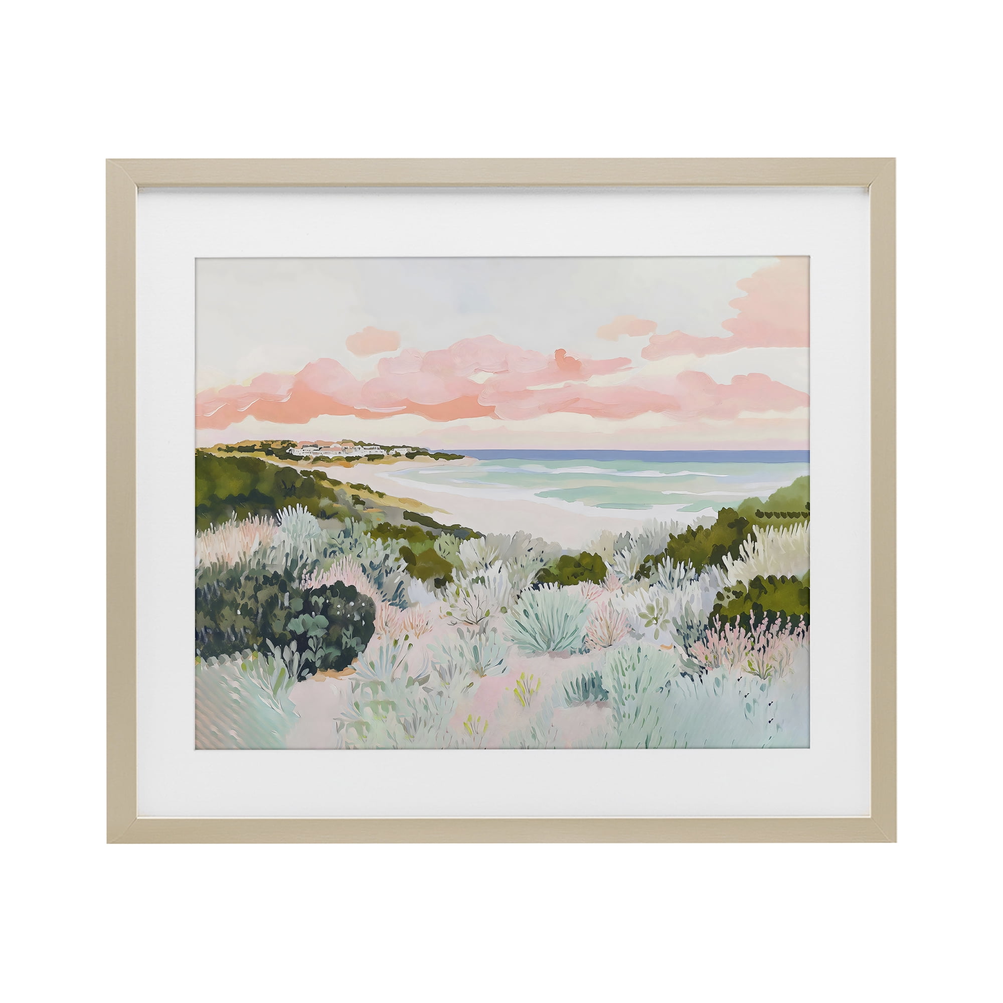 Stupell Industries Beach Grasses & Pastel Skies Birch Framed Print Under Glass, design by The Prints Vibe