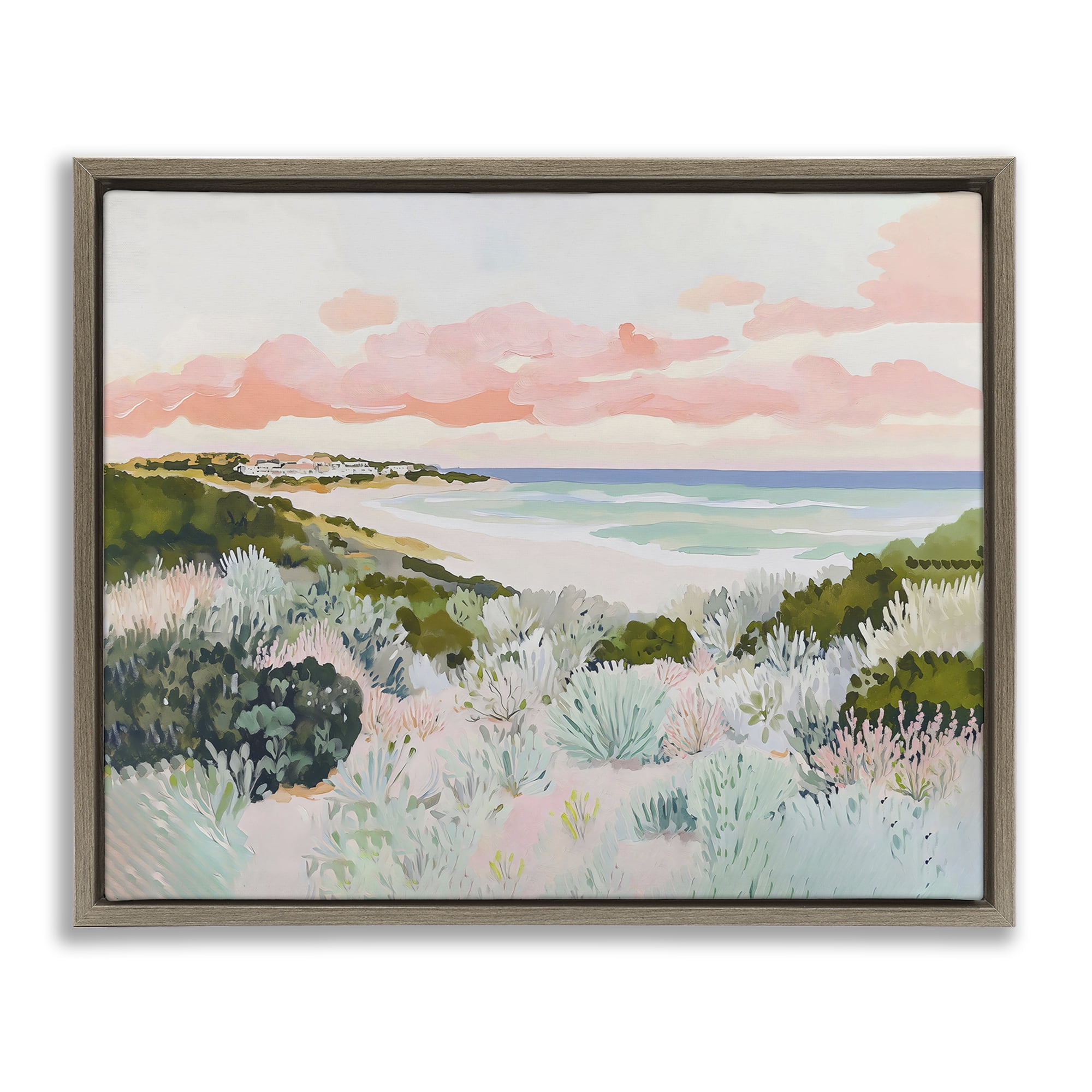 Stupell Industries Beach Grasses & Pastel Skies Brown Framed Floater Canvas Wall Art, design by The Prints Vibe