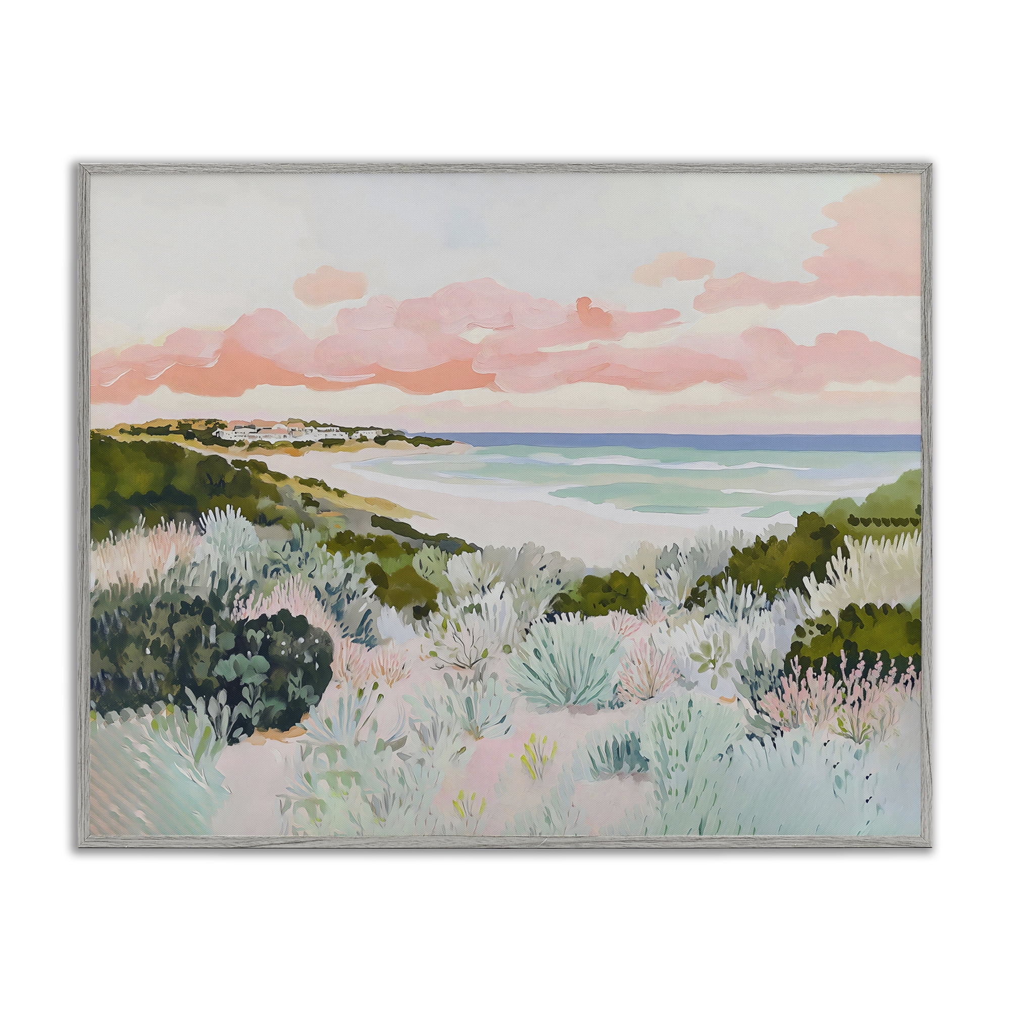Stupell Industries Beach Grasses & Pastel Skies Gray Framed Giclee Art, design by The Prints Vibe