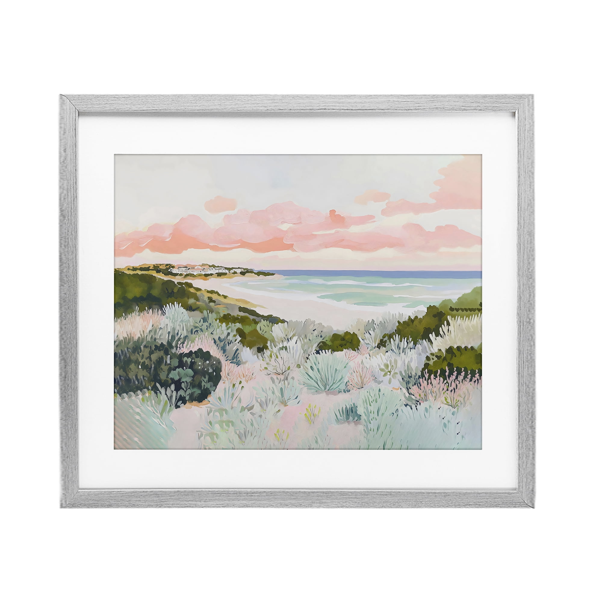 Stupell Industries Beach Grasses & Pastel Skies Gray Framed Print Under Glass, design by The Prints Vibe