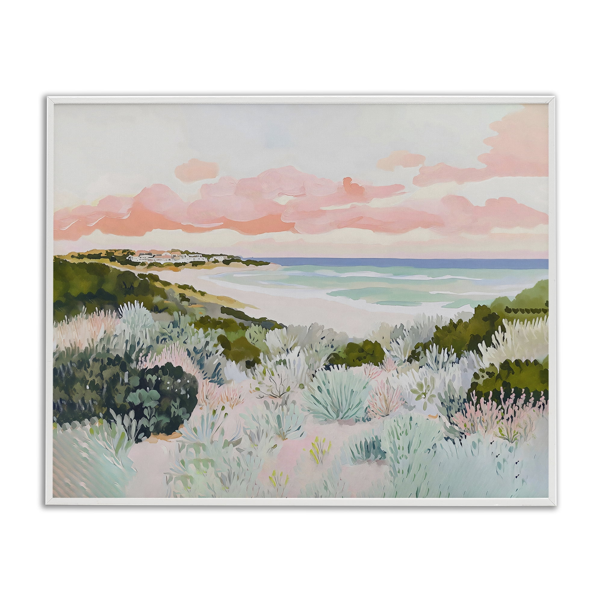 Stupell Industries Beach Grasses & Pastel Skies White Framed Giclee Art, design by The Prints Vibe