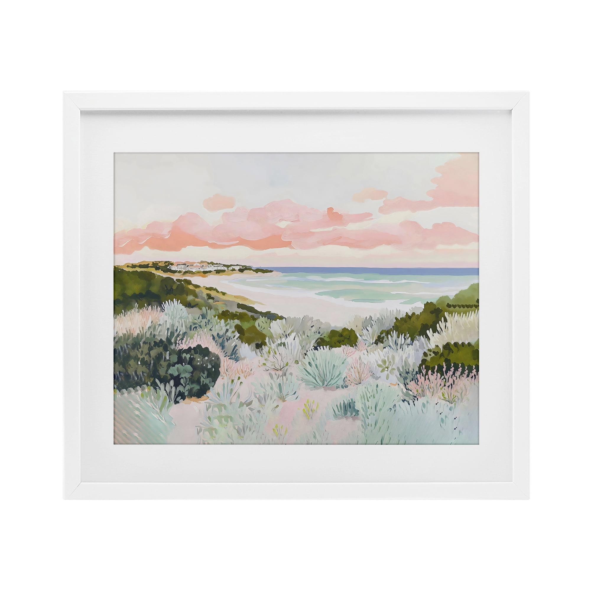 Stupell Industries Beach Grasses & Pastel Skies White Framed Print Under Glass, design by The Prints Vibe