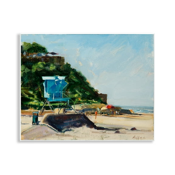 Stupell Industries Beach Guard Tower Landscape & Nature Painting Unframed Art Print Wall Art, 14 x 11