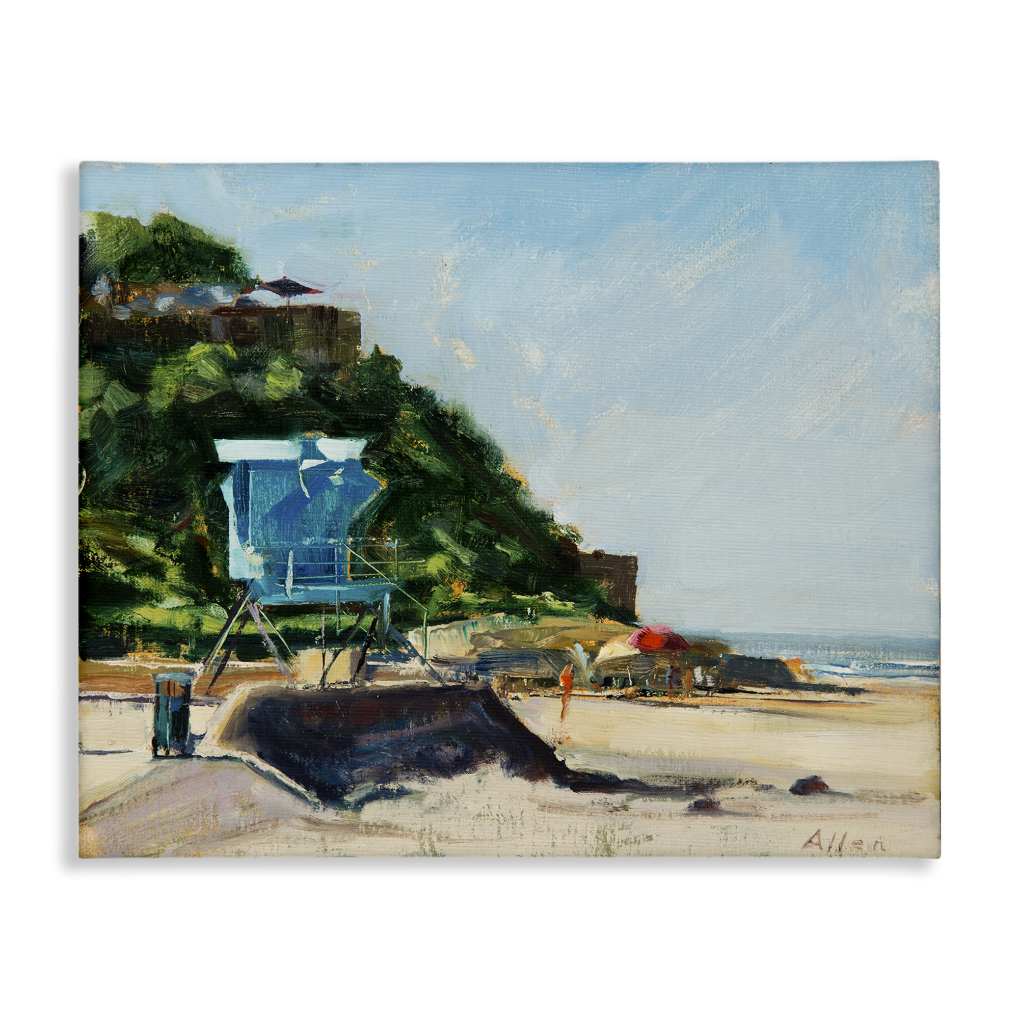 Stupell Industries Beach Guard Tower Landscape & Nature Painting Wrapped Canvas Art Print Wall Art, 48 x 36