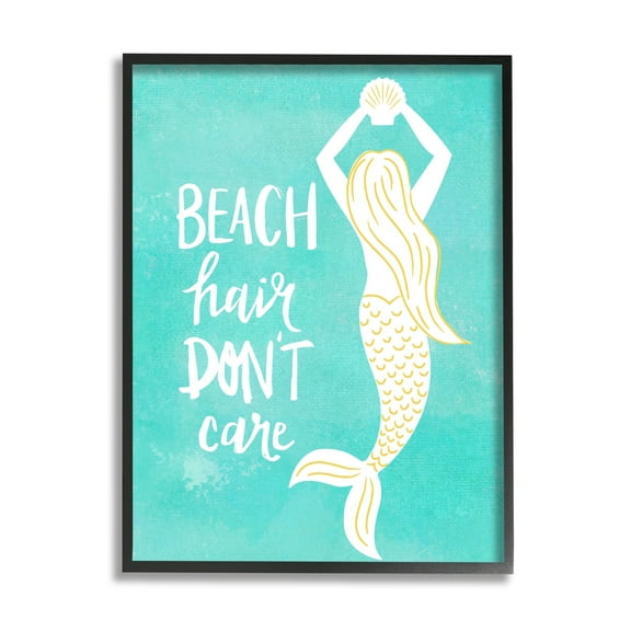 Stupell Industries Beach Hair Don't Care Mermaid Fantasy Turquoise Scallop,24 x 30, Design by Jean Kelly