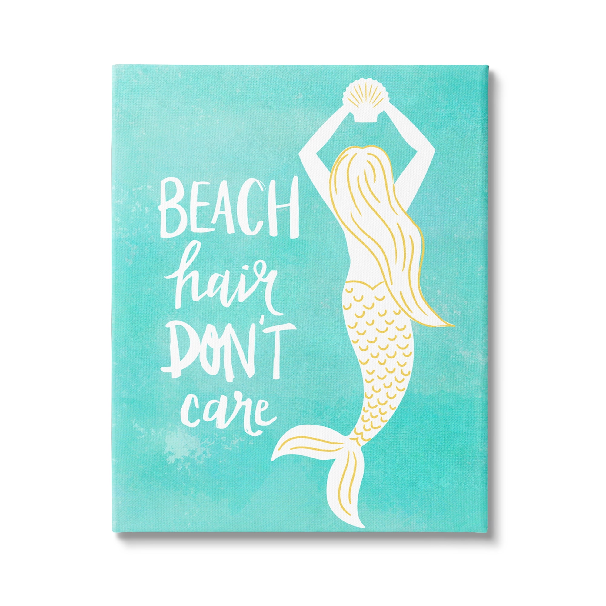 Stupell Industries Beach Hair Don't Care Mermaid Fantasy Turquoise Scallop,36 x 48, Design by Jean Kelly