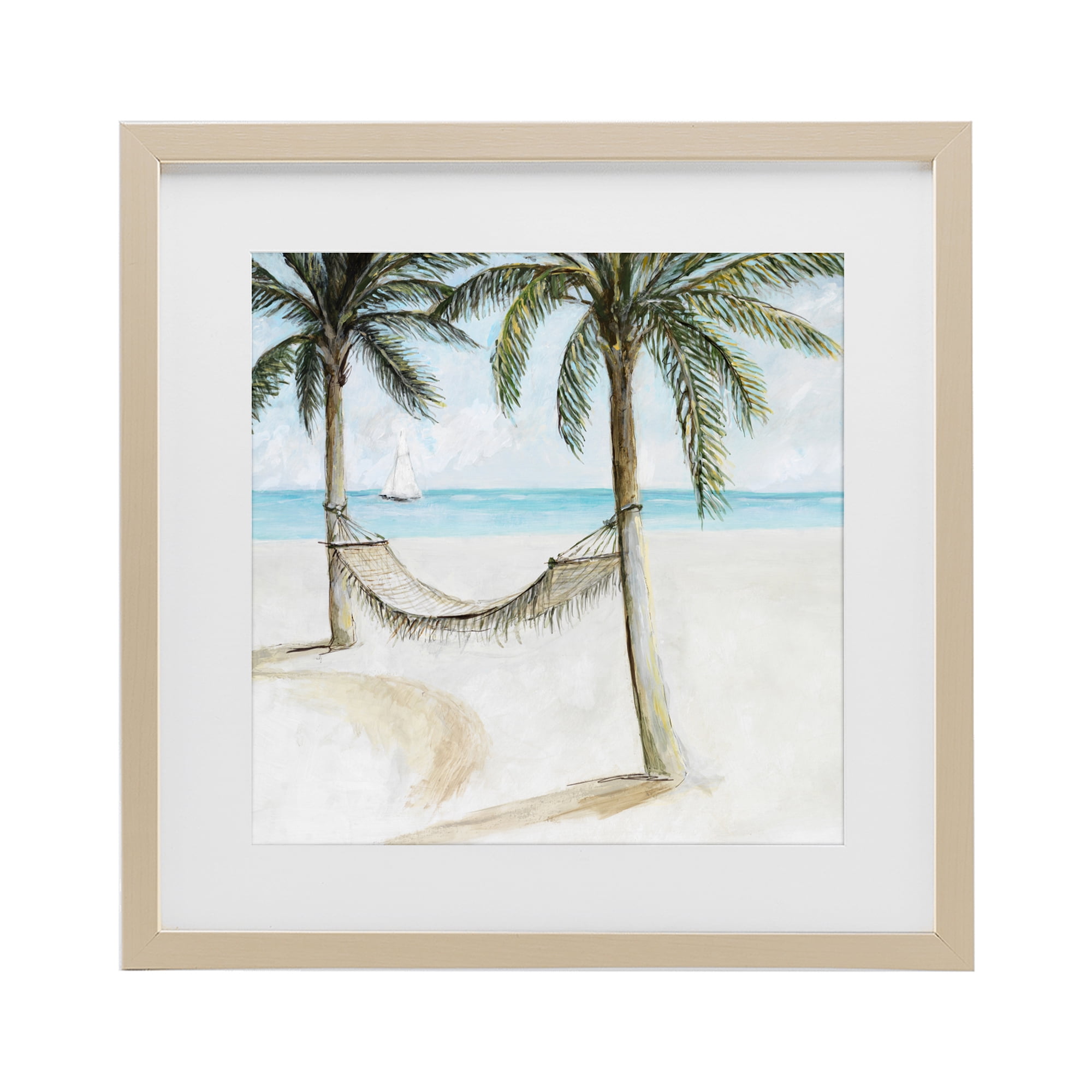 Stupell Industries Beach Hammock Coastal Scene Birch Framed Print Under Glass, design by Lorenzo Collective