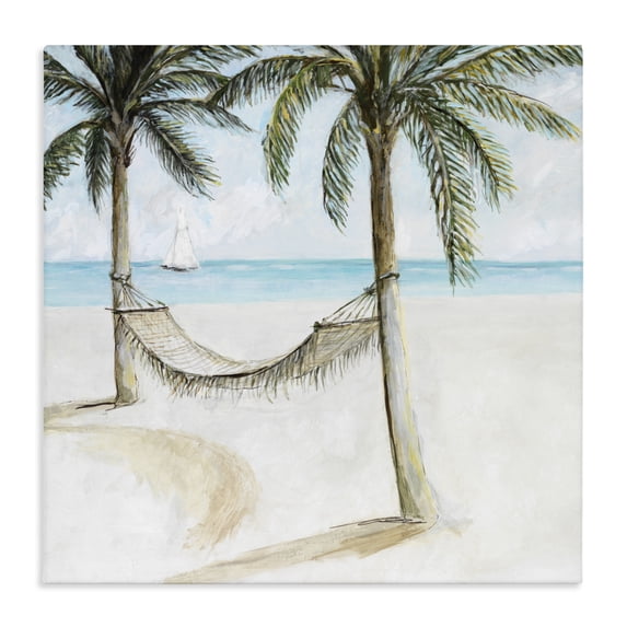 Stupell Industries Tropical Beach Hammock Coastal Scene Canvas Art, 17 x 17, by Lorenzo Collective