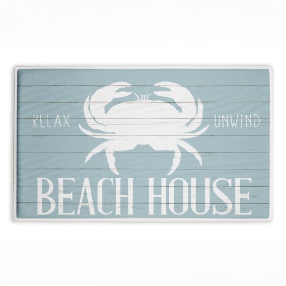 Stupell Industries Beach House Entry Crab Printed Plush Bath Mat and Bath Rug, design by Kim Allen, 18"x30"