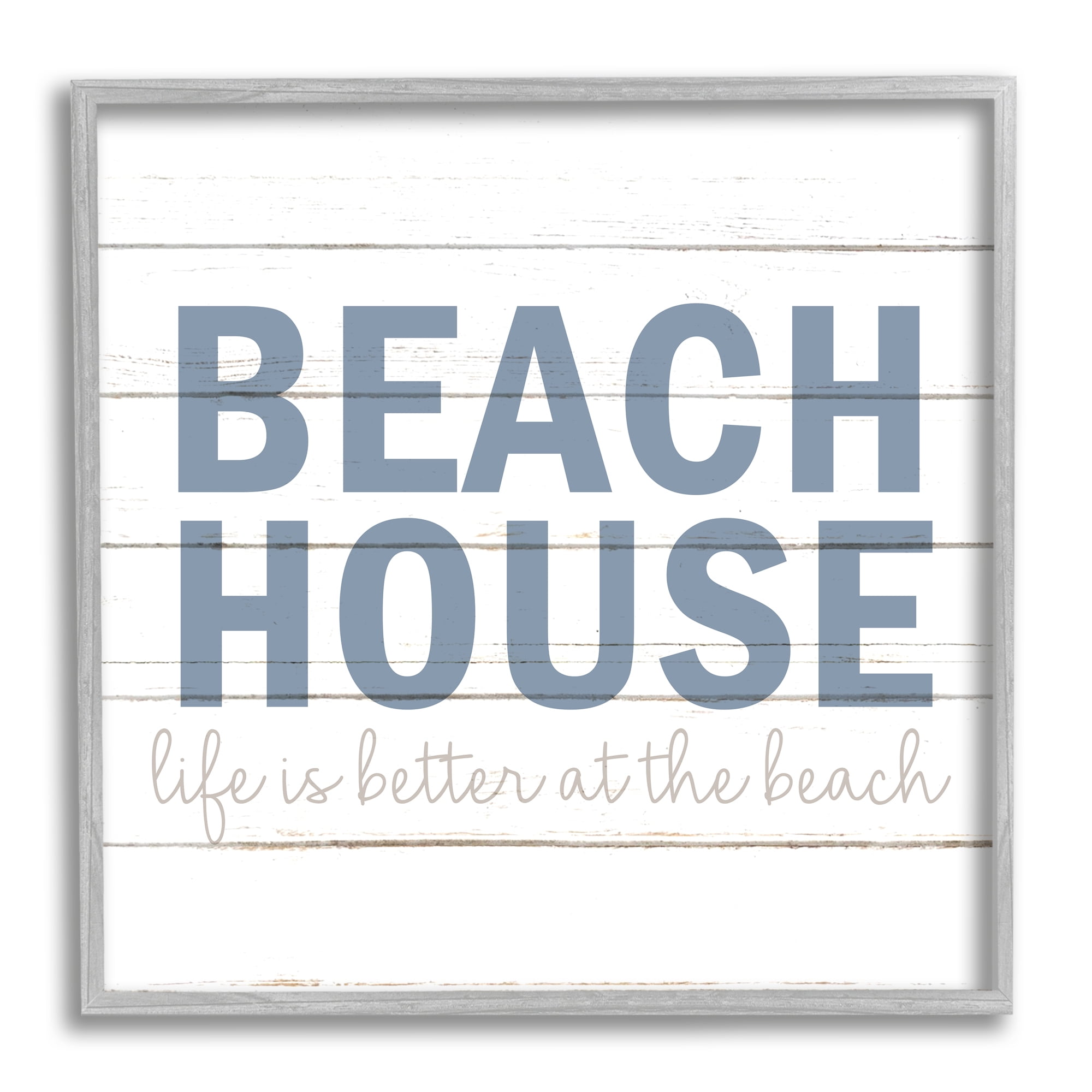 Stupell Industries Beach House Life Is Better Phrase Planked Pattern, 17 x 17, Design by Kim Allen