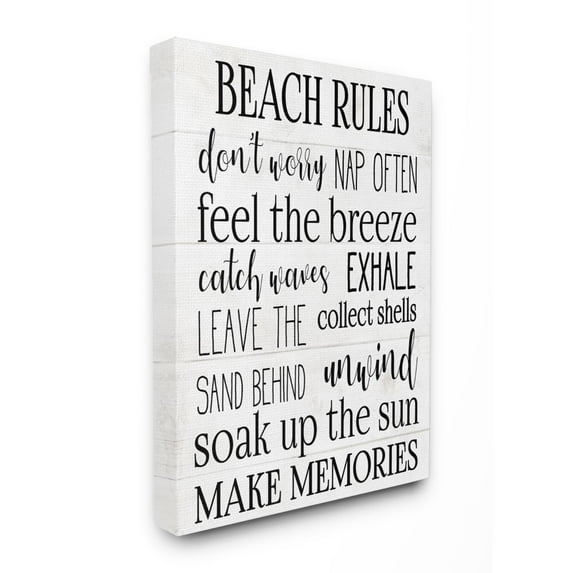 Stupell Industries Beach House Rules Relaxing Activities Black White List Canvas Wall Art Design by Daphne Polselli, 16" x 20"