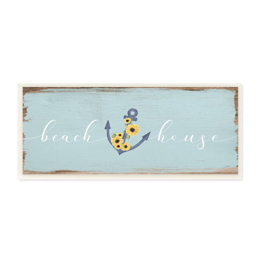 Stupell Industries Beach House Sign with Floral Wrapped Anchor Designed by Daphne Polselli