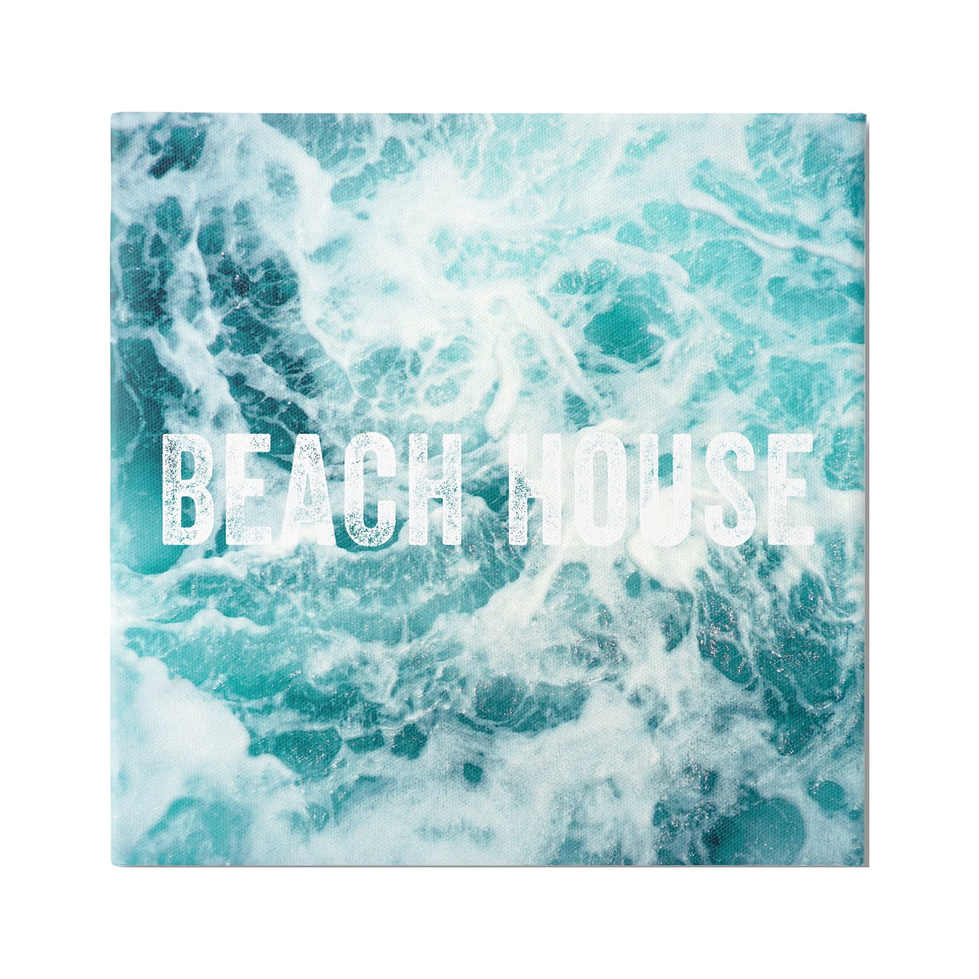 Stupell Industries Beach House Text Foamy Ocean Waves Aerial View Canvas Wall Art, 30 x 30, Design by Daniel Sproul
