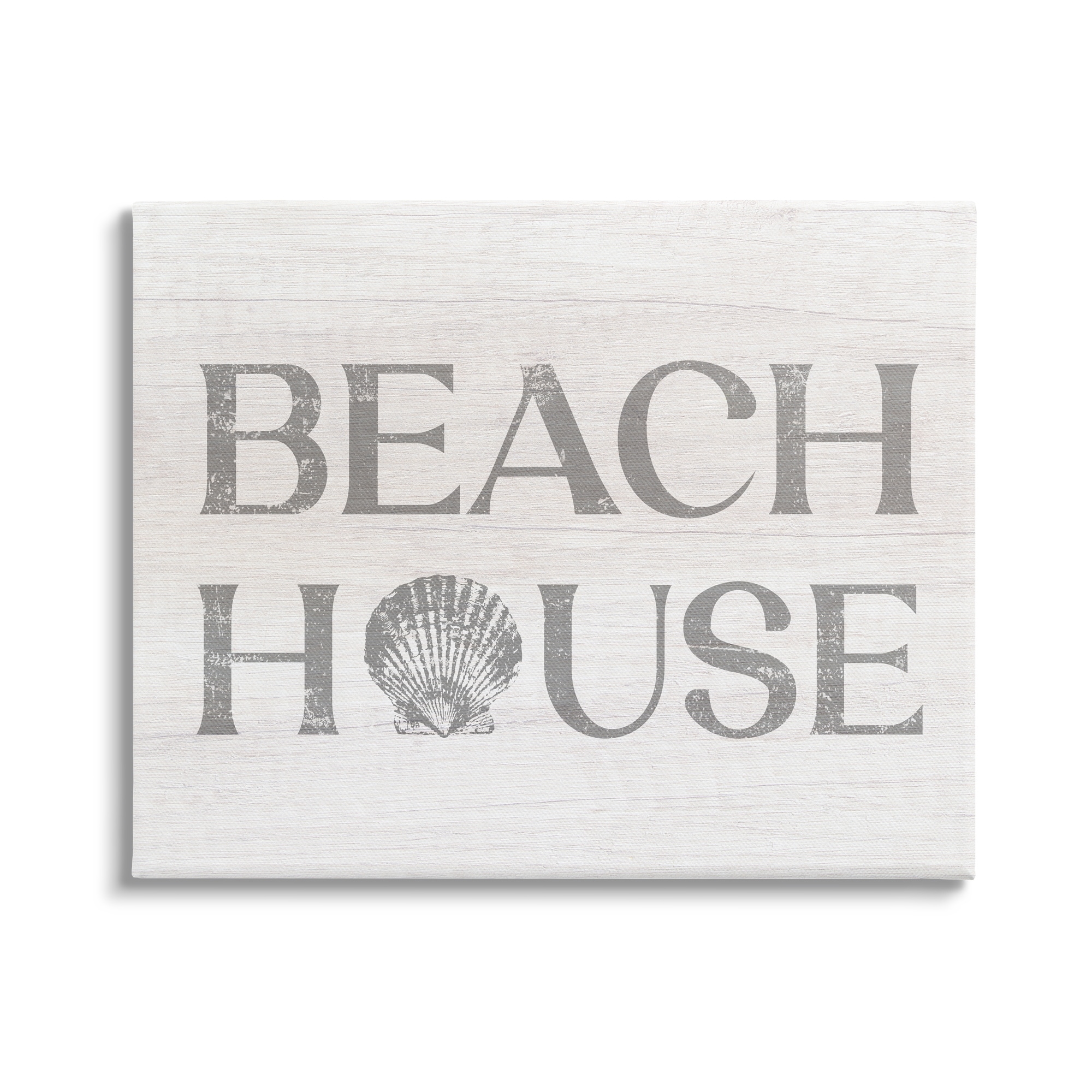 Stupell Industries Beach House Text Vintage Clam Seashell Motif Canvas Wall Art, 20 x 16, Design by Lil' Rue