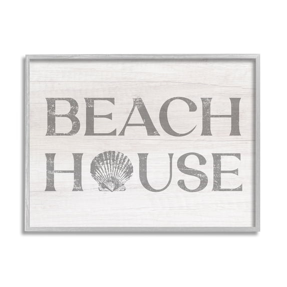 Stupell Industries Beach House Text Vintage Clam Seashell Motif Framed Wall Art, 14 x 11, Design by Lil' Rue
