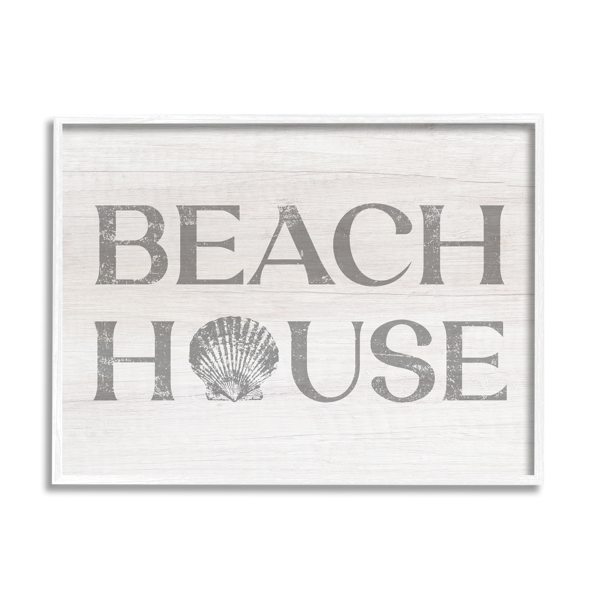 Stupell Industries Beach House Text Vintage Clam Seashell Motif Framed Wall Art, 20 x 16, Design by Lil' Rue