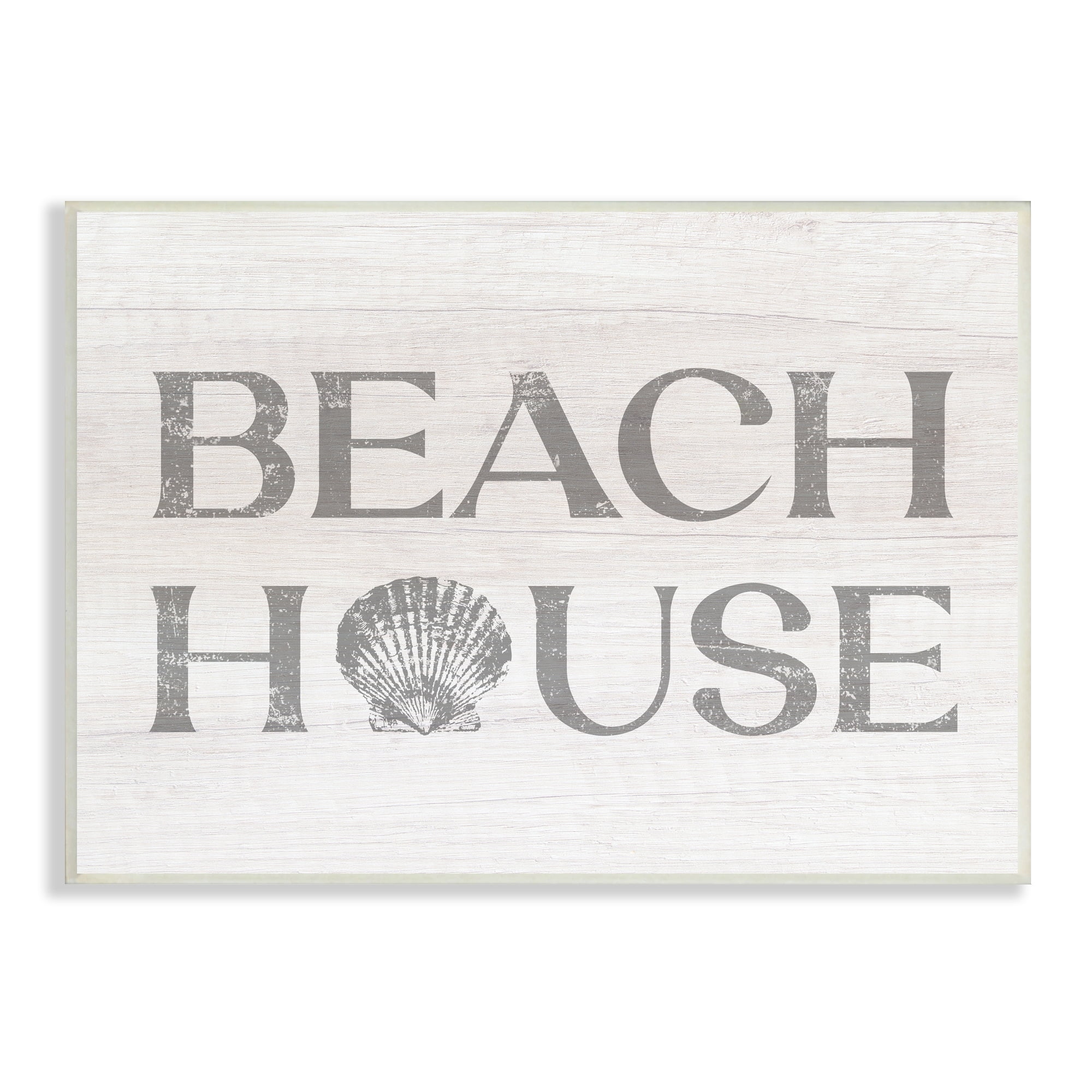 Stupell Industries Beach House Text Vintage Clam Seashell Motif Wood Wall Art, 19 x 13, Design by Lil' Rue