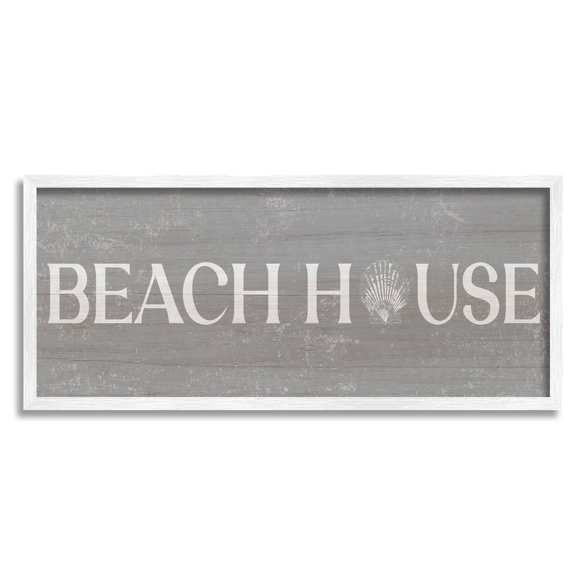 Beach House Gray and White Wood Framed Wall Art