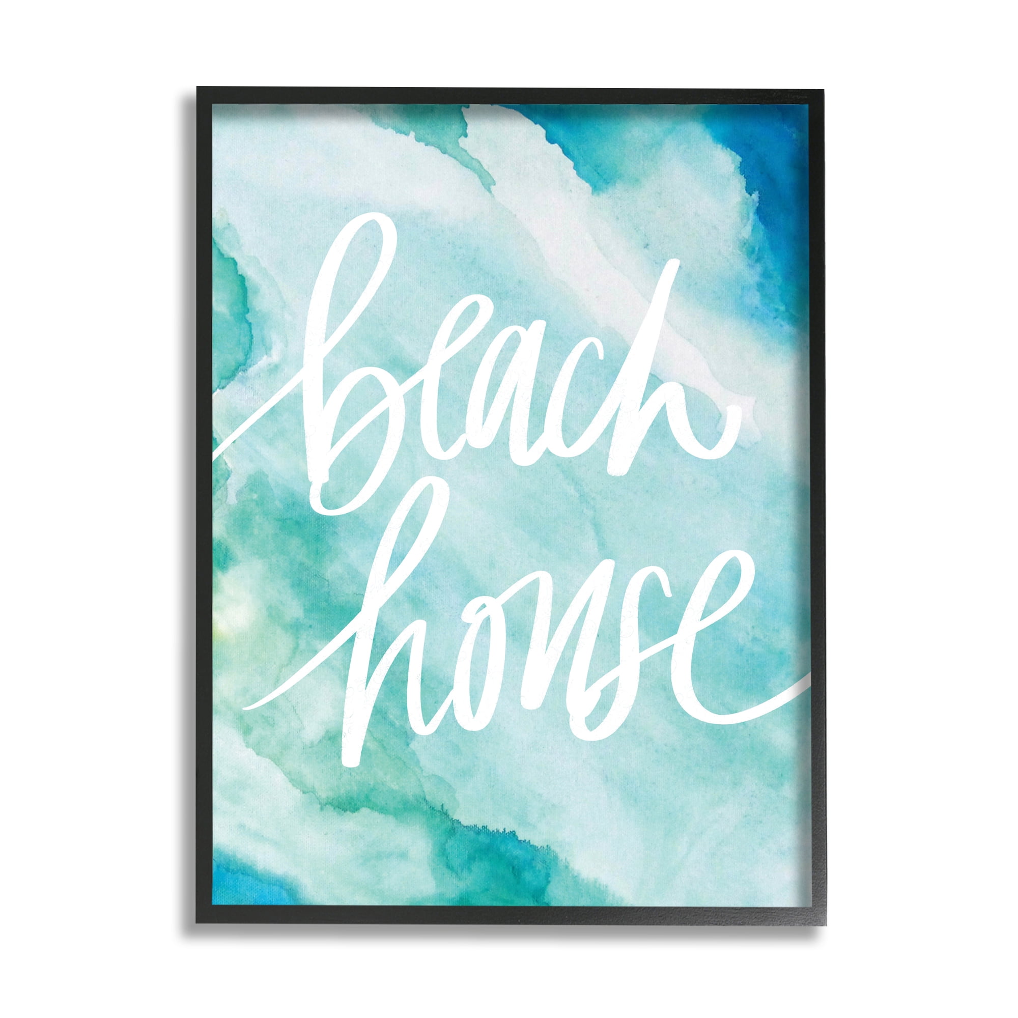 Stupell Industries Beach House Watercolor Phrase Nature Painting Black Framed Art Print Wall Art, 24 x 30