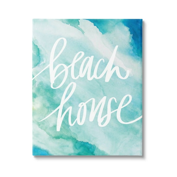 Stupell Industries Beach House Watercolor Phrase Nature Painting Gallery Wrapped Canvas Print Wall Art, 36 x 48