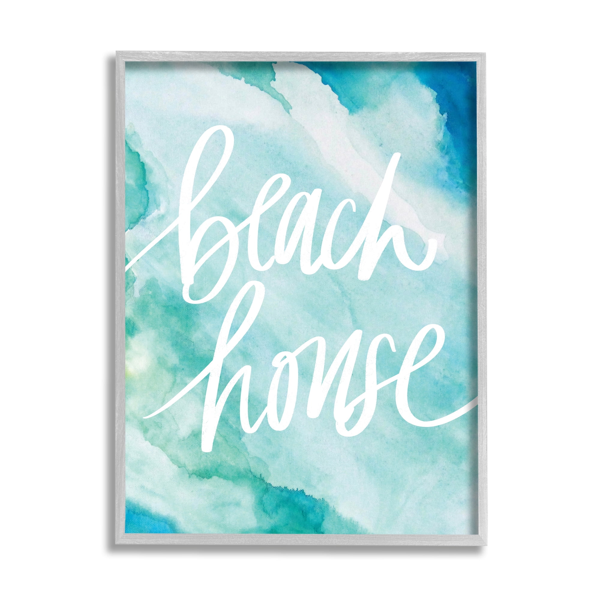 Stupell Industries Beach House Watercolor Phrase Nature Painting Gray Framed Art Print Wall Art, 16 x 20