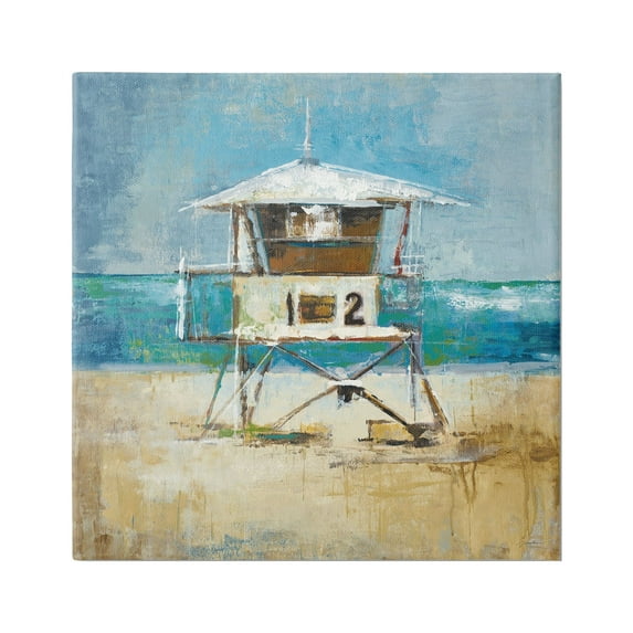 Stupell Industries Beach Hut Painting Nature Painting Gallery Wrapped Canvas Print Wall Art, 30 x 30