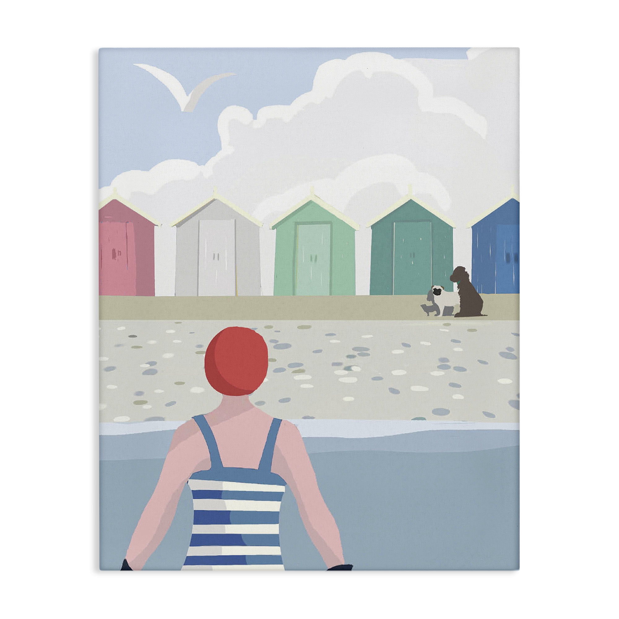 Stupell Industries Beach Huts View Nautical & Beach Painting Wrapped Canvas Art Print Wall Art, 24 x 30