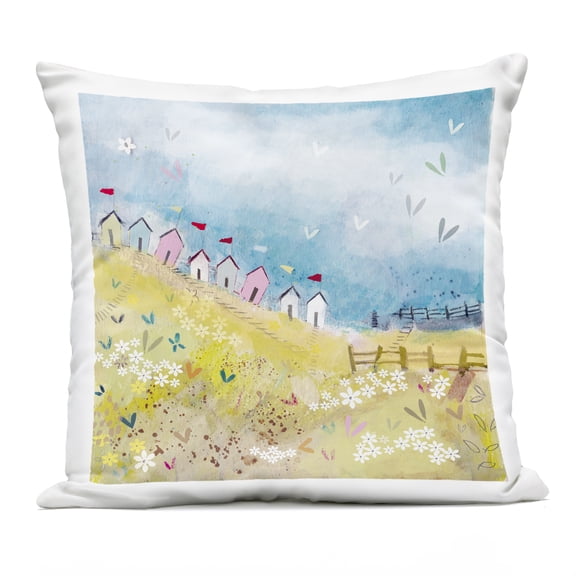 Stupell Industries Beach Huts on Hillside Outdoor Printed Pillow, design by Clare Tupper