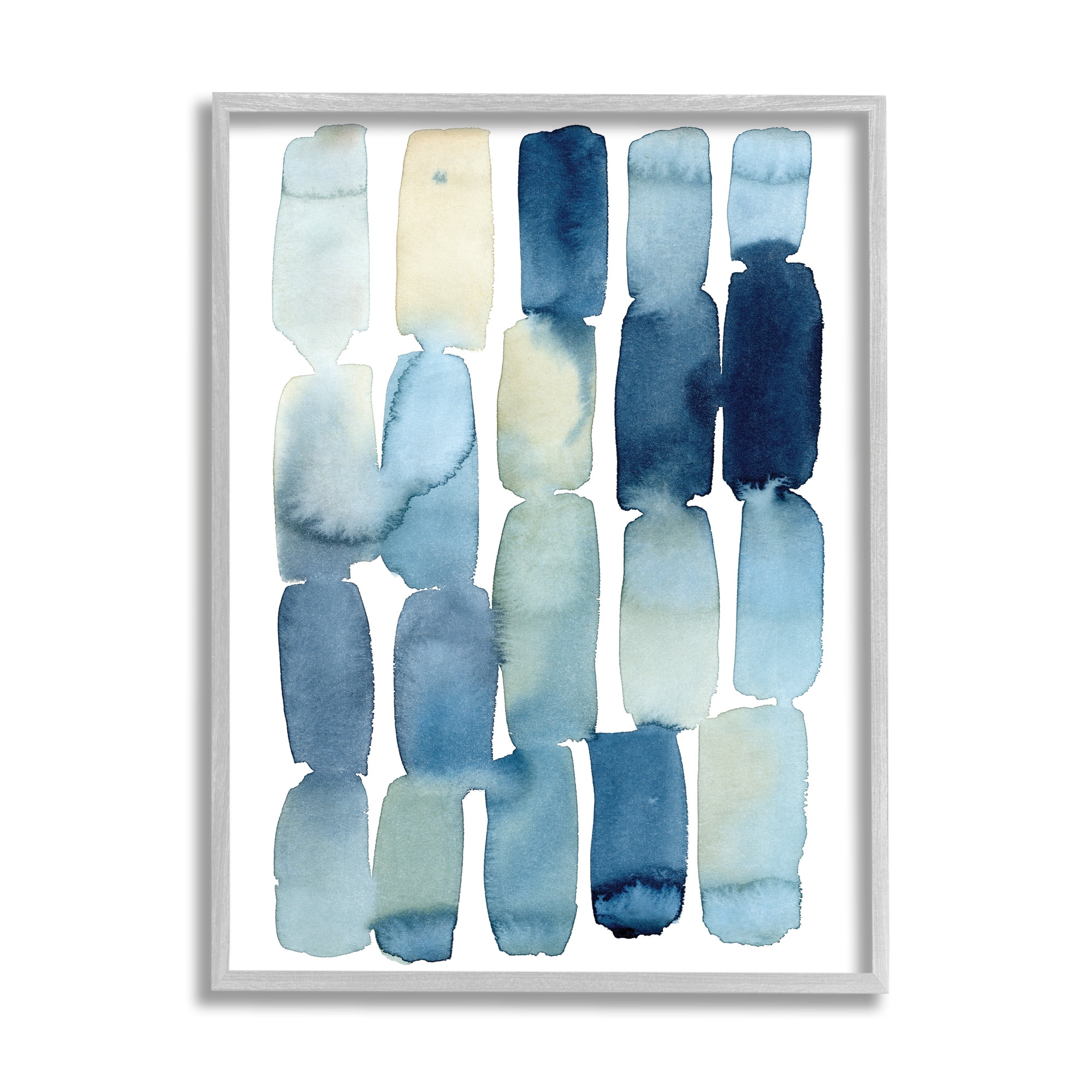 Stupell Industries Beach Inspired Abstraction Watercolor Block Shapes Abstract Painting Gray Framed Art Print Wall Art, 16 x 20
