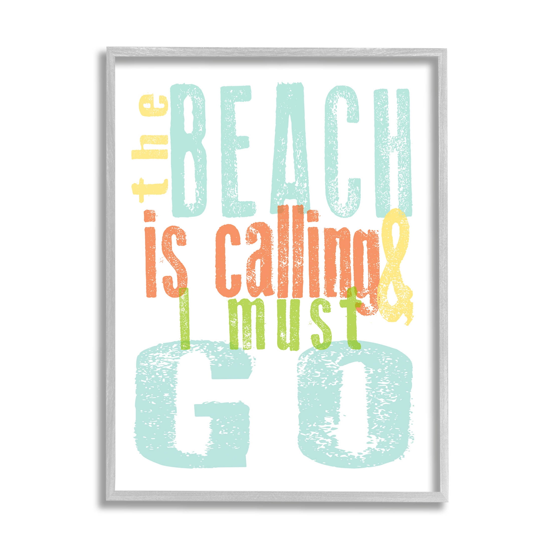 Stupell Industries Beach Is Calling I Must Go Phrase Graphic Art Gray Framed Art Print Wall Art, Design by Alli Rogosich