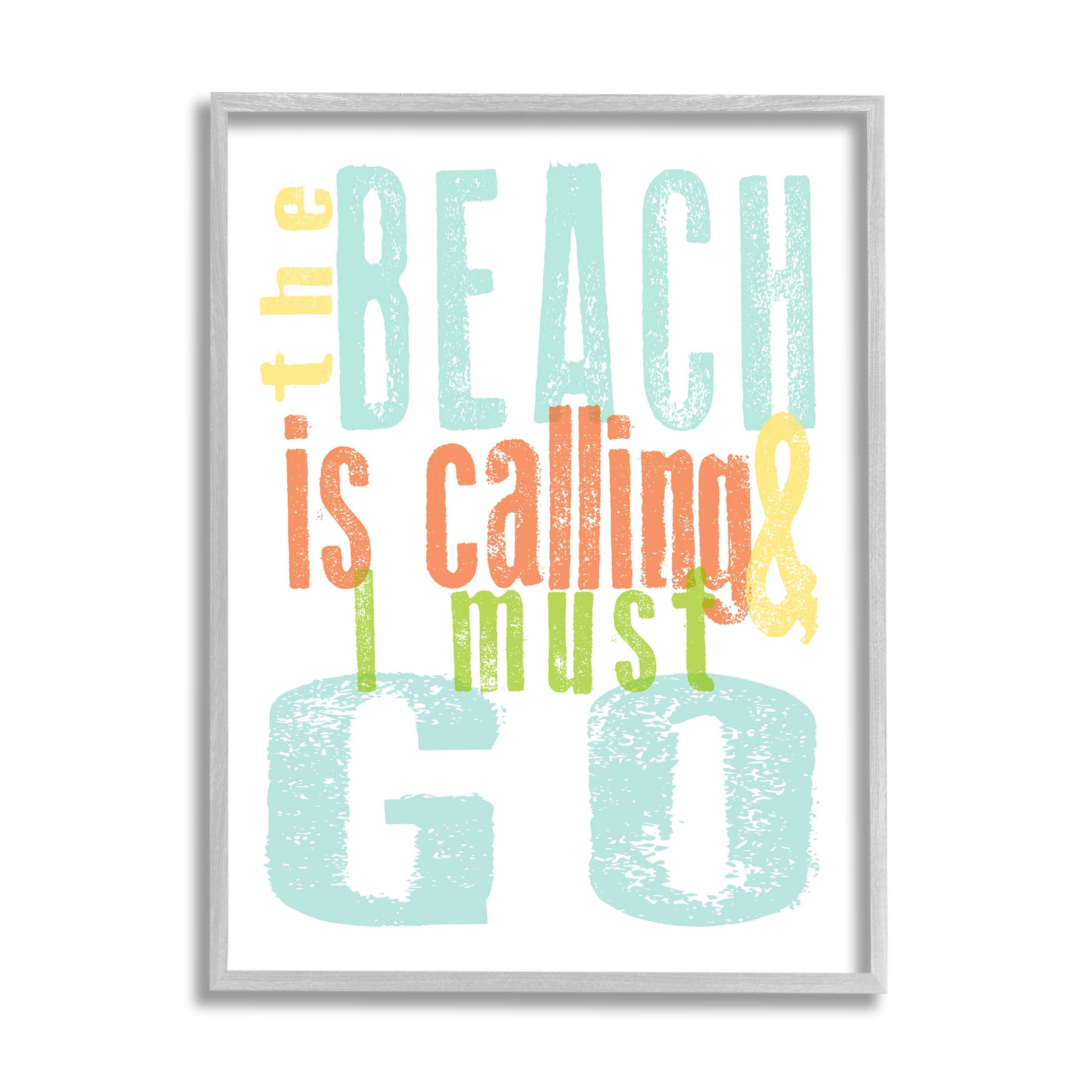Stupell Industries Beach Is Calling I Must Go Phrase Graphic Art Gray Framed Art Print Wall Art, Design by Alli Rogosich