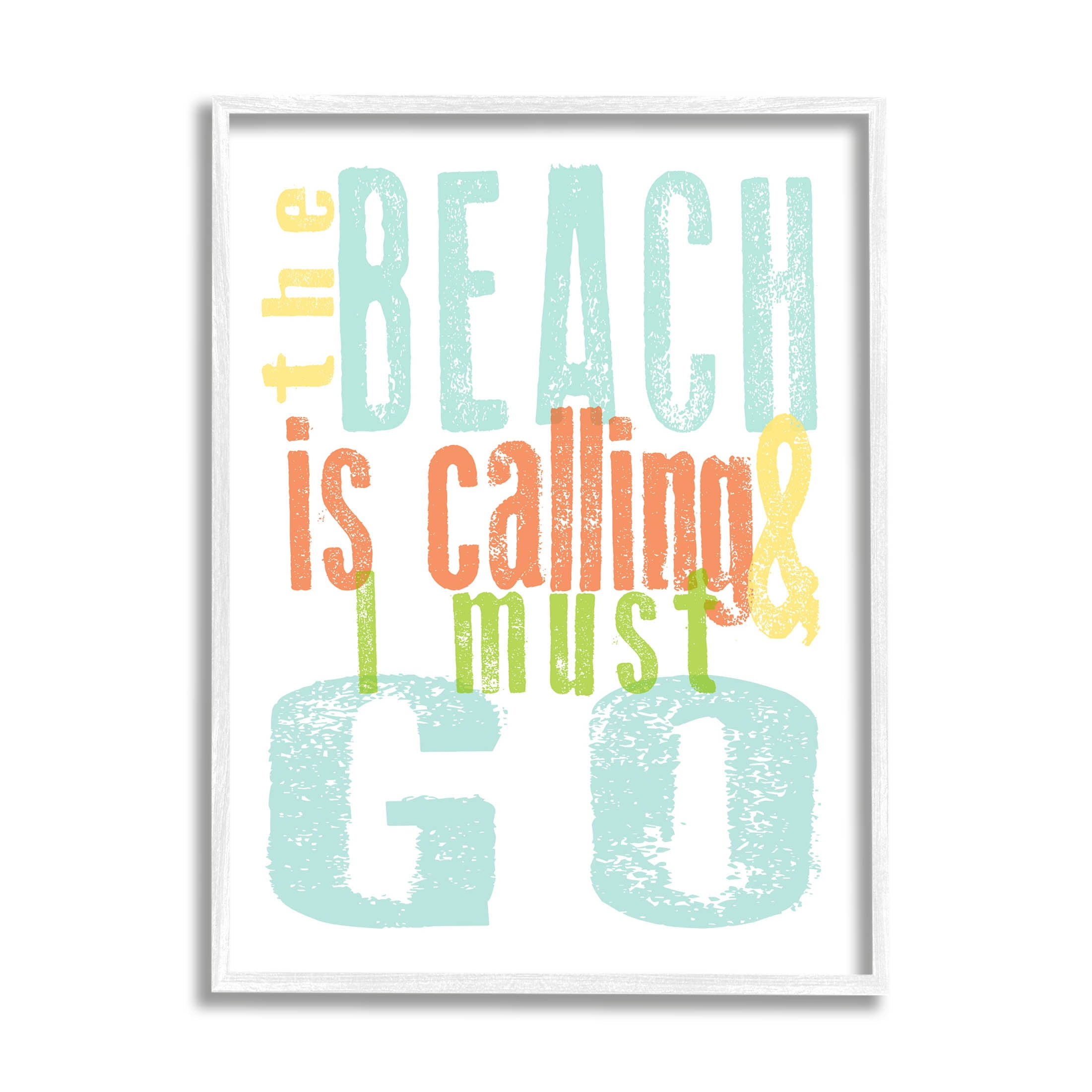 Stupell Industries Beach Is Calling I Must Go Phrase Graphic Art White Framed Art Print Wall Art, Design by Alli Rogosich
