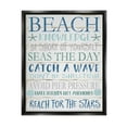 thumbnail image 1 of Stupell Industries Beach Knowledge Blue Aqua and White Planked Look Sign Jet Black Framed Floating Canvas Wall Art, 24x30, by Jennifer Pugh, 1 of 5