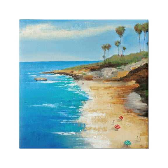 Stupell Industries Beach Landscape Cove Nature Painting Gallery Wrapped Canvas Print Wall Art, 17 x 17
