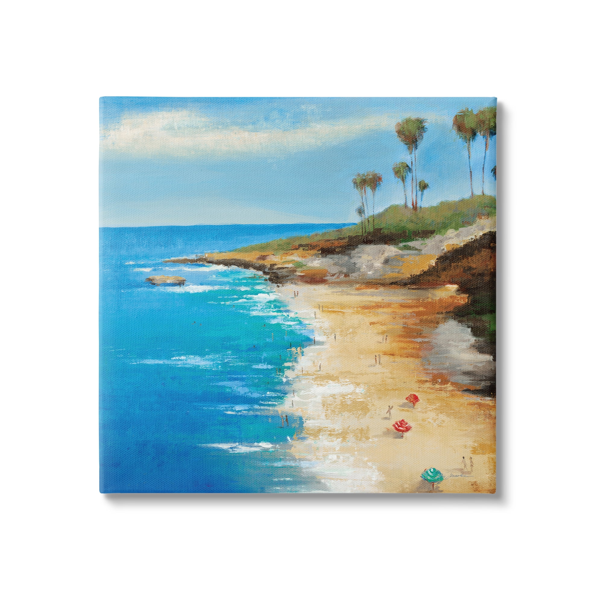 Stupell Industries Beach Landscape Cove Nature Painting Gallery Wrapped Canvas Print Wall Art, 30 x 30