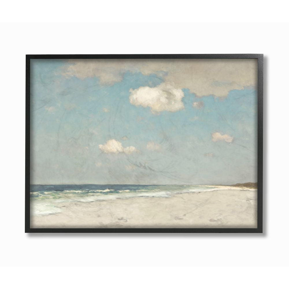 Stupell Industries Beach Landscape Neutral Blue Painting Framed Wall Art by Christy McKee