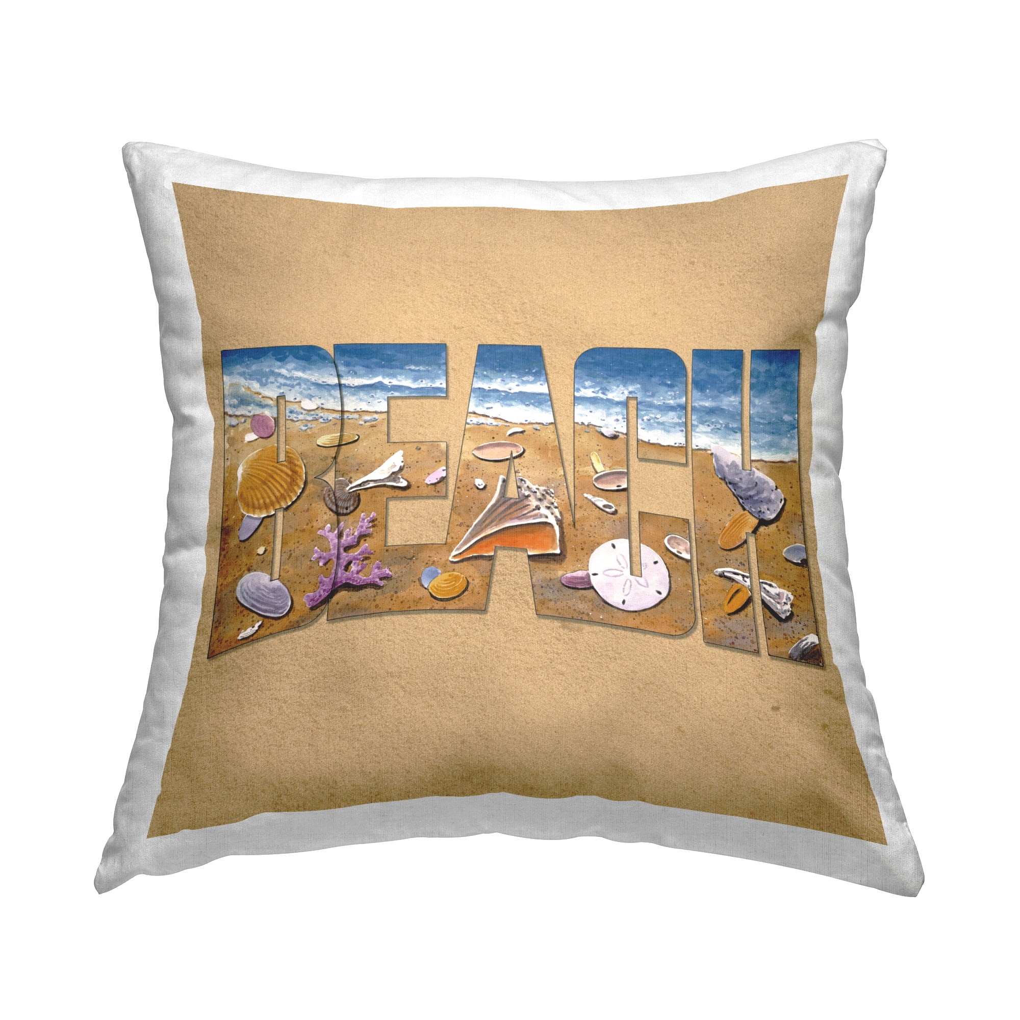 Stupell Industries Beach Letters Outline Decorative Printed Throw Pillow Design by Art Brands Holdings, LLC..