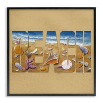 Stupell Industries Beach Letters Outline Nautical & Beach Painting Black Framed Art Print Wall Art, 12 x 12
