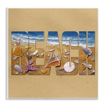 Stupell Industries Beach Letters Outline Nautical & Beach Painting Unframed Art Print Wall Art, 12 x 12