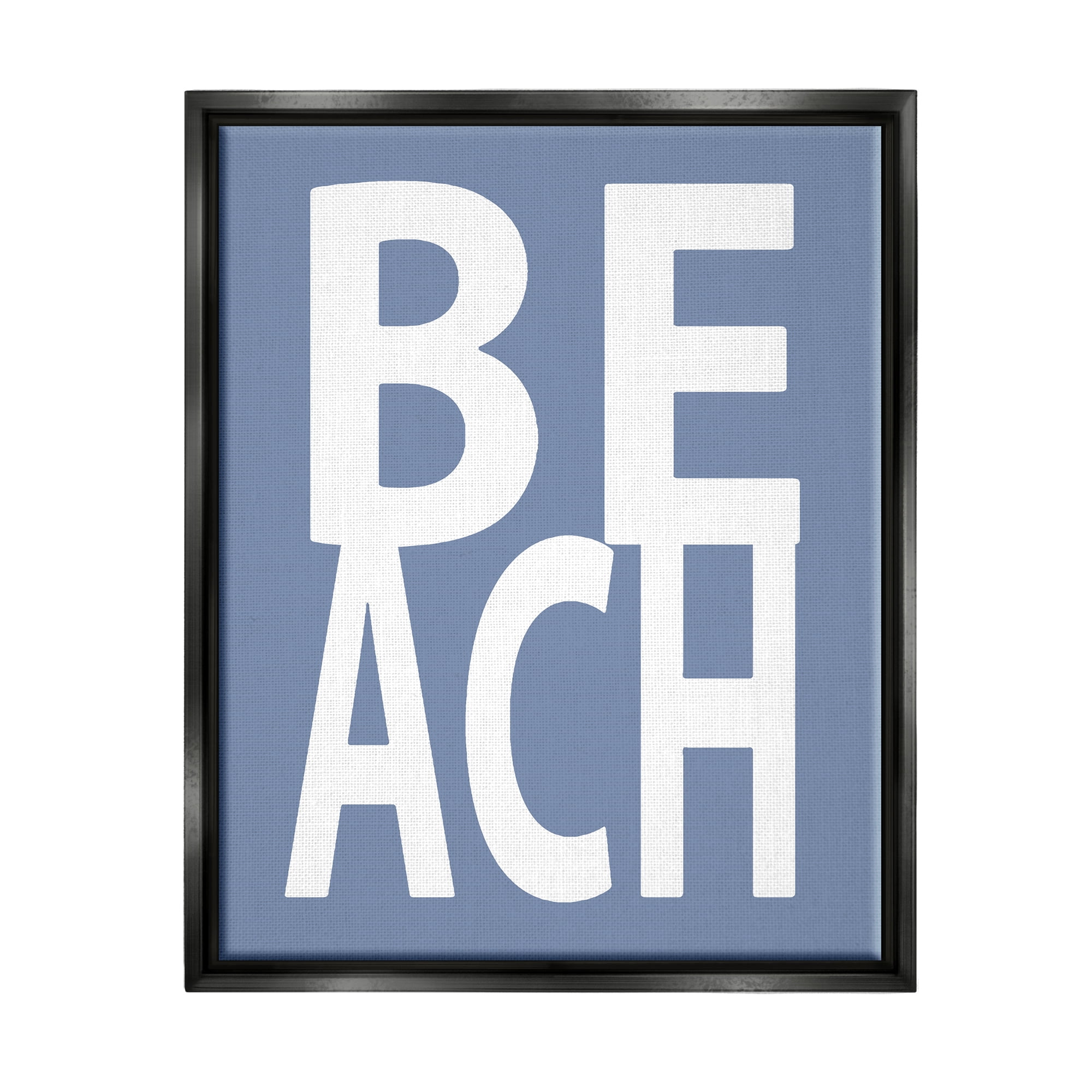 Stupell Industries Beach Letters Phrase Nature Painting Black Floater Framed Canvas Art Print Wall Art, 17 x 21