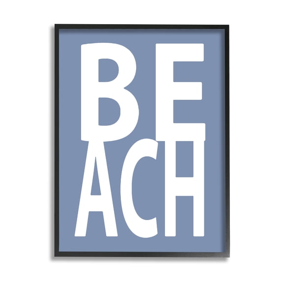 Stupell Industries Beach Letters Phrase Nature Painting Black Framed Art Print Wall Art, 11 x 14