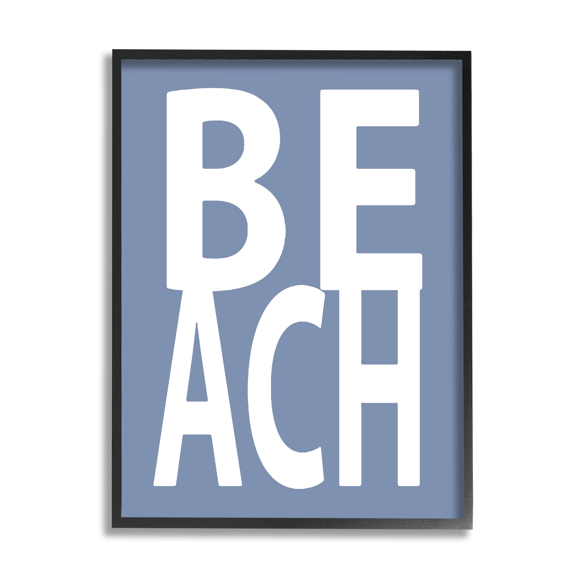 Stupell Industries Beach Letters Phrase Nature Painting Black Framed Art Print Wall Art, 24 x 30