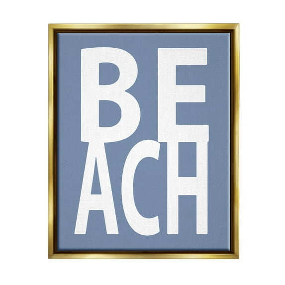 Stupell Industries Beach Letters Phrase Nature Painting Gold Floater Framed Canvas Art Print Wall Art, 25 x 31