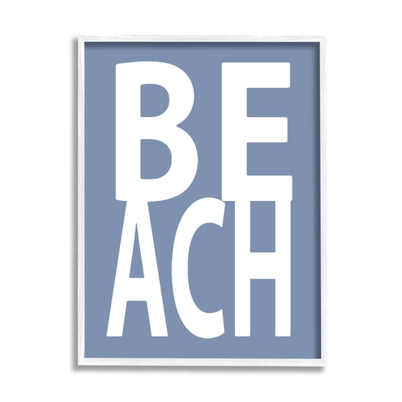 Stupell Industries Beach Letters Phrase Nature Painting White Framed Art Print Wall Art, 11 x 14