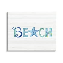 Stupell Industries Beach Letters Typography Sea Life Pebbles Rope Graphic Art Gallery Wrapped Canvas Print Wall Art, Design by Sharon Lee
