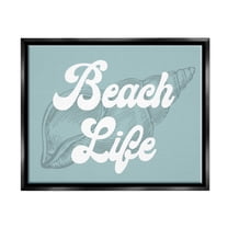 Stupell Industries Beach Life Retro Shell Animals & Insects Painting Black Floater Framed Canvas Art Print Wall Art, 21 x 17