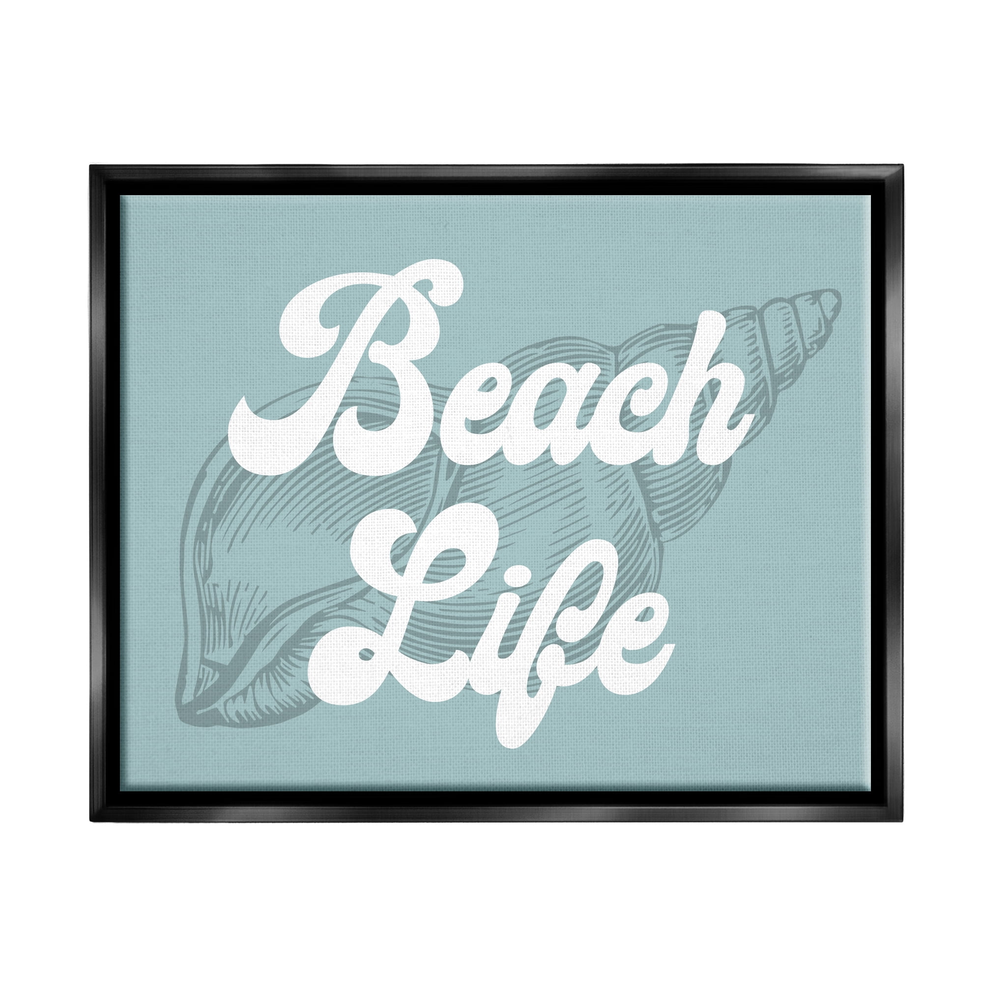 Stupell Industries Beach Life Retro Shell Animals & Insects Painting Black Floater Framed Canvas Art Print Wall Art, 31 x 25
