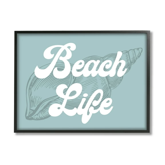 Stupell Industries Beach Life Retro Shell Animals & Insects Painting Black Framed Art Print Wall Art, 14 x 11