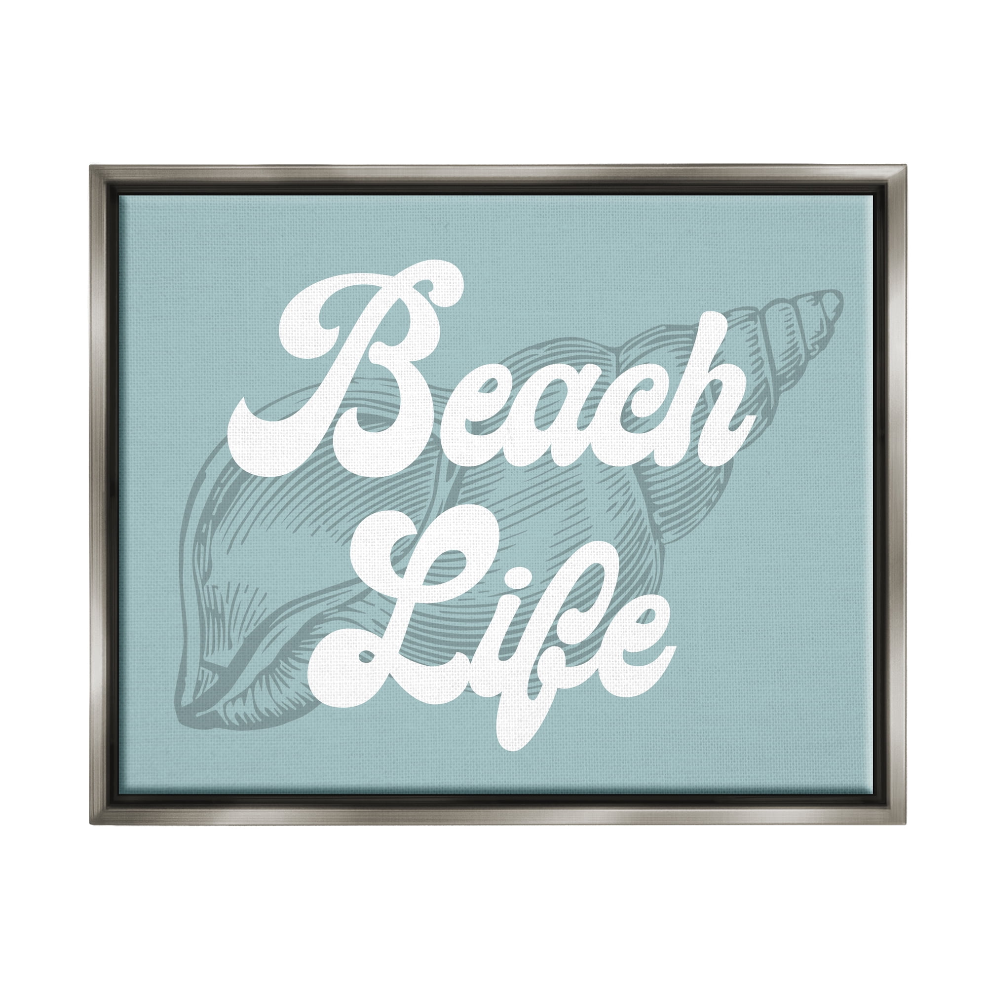 Stupell Industries Beach Life Retro Shell Animals & Insects Painting Gray Floater Framed Canvas Art Print Wall Art, 21 x 17